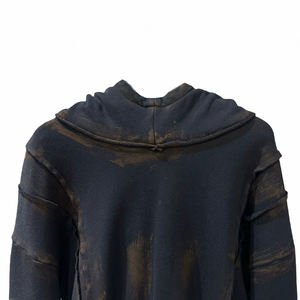 Oversized Crop Hooded <b>Sweatshirt</b> 100% Cotton Knitted Washed Solid Color Unisex Casual Autumn Style Long Sleeve - Product Image 5