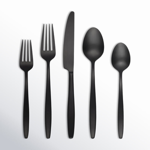 Juego de cubiertos de acero inoxidable de alta calidad, cuchillo, tenedor y cuchara con baño de platino premium, vajilla reutilizable y sostenible para hotel al mejor precio. - Product Image 4