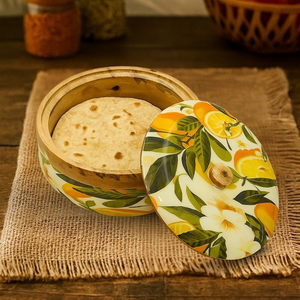 Casserole en bois écologique avec impression émaillée pour la table à manger, idéale pour servir des aliments et des chapatis, de la meilleure qualité et au meilleur prix. - Product Image 5