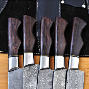 Ensemble de couteaux de chef en acier Damas avec étui en cuir, collection de couteaux de cuisine professionnels pour la préparation culinaire à la maison - Product Image 3