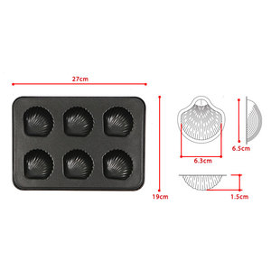 6 Cup Scallop Shell Baking Pan 27x19cm Non-Stick Double Coated <b>Cake</b> Mold Decorative Baking <b>Tin</b> Food Safety - Product Image 5