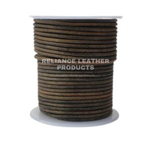 Cordón de Cuero Redondo Negro Antiguo de 2 mm, Rollo de 100 Metros para Joyería de Cuero Vintage y Creación de Accesorios Únicos - Product Image 2