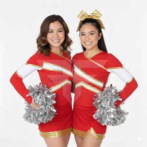 Tenues de cheerleading en promotion : Robe personnalisable avec strass, manches longues, uniforme de cheerleading, crop top pour enfants - Product Image 2