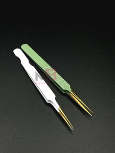 แหนบต่อขนตาสแตนเลสแบบใหม่ ดีไซน์เคลือบสีตามสั่ง ปลายสีทอง - Product Image 4