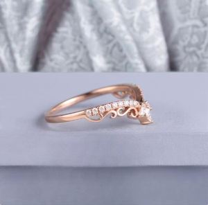 Anillo de Boda de Lujo Curvo de Plata 925 con Corte Marquesa, Oro Rosa, Estilo Vintage, Moissanita, Apilable, Combinable, Único - Product Image 5