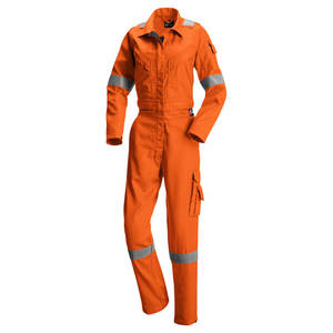 Combinaison de travail en polyester orange haute visibilité avec bandes réfléchissantes pour les travailleurs du bâtiment, unisexe, respirante - Product Image 5