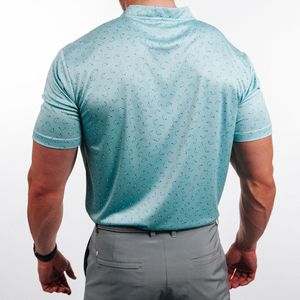 Polo de Hombre Azul Claro con Estampado de Plátanos, Manga Corta, Tejido de Poliéster, Informal, Transpirable, Ropa de Golf - Product Image 3