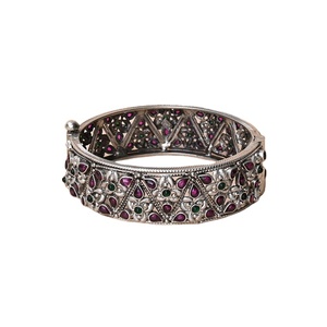 Leaders in Selling Top Quality Classic Custom Design Oxidised Silver <b>Ruby</b> Stone Studded Handcrafted Women's Wear Bangles - Product Image 1