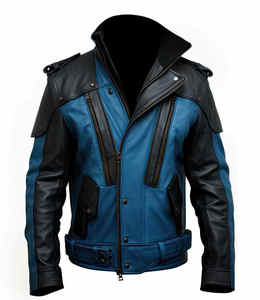 Veste en cuir d'hiver pour homme, style streetwear, durable et confortable, avec logo frontal, pour tenues décontractées et urbaines quotidiennes - Product Image 1