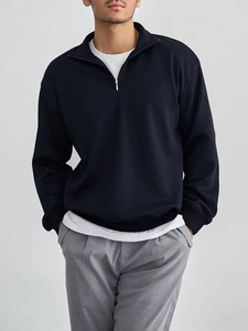 Custom <b>Men's</b> <b>Turtleneck</b> Half Zip Sweatshirt 100% Cotton Plus Size Drop Shoulder Quarter Zip Blank Sweatshirt <b>for</b> <b>Men</b> - Product Image 2