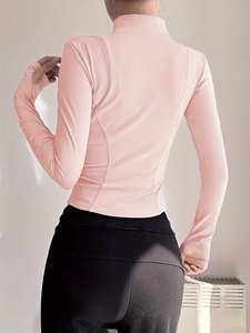 Veste de yoga sans couture pour femmes, légère, pour la course à pied, le fitness, les sports, avec fermeture éclair intégrale, extensible, respirante, vêtements de sport, logo personnalisé - Product Image 3