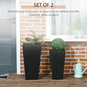 Set di 2 Vasi Neri in MgO con Drenaggio per Esterni, Ideali per Ingresso, Patio, Giardino (non per Cappotti da Donna) - Product Image 4