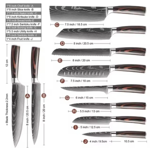 Juego de Cuchillos de Chef de Acero de Damasco de 67 Capas, Hechos a Mano, de Lujo, 10 Piezas, Cuchillería Profesional para Cocinar, Mango de Madera Natural Sostenible - Product Image 3