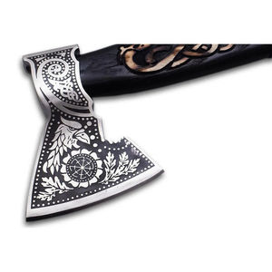 Burraq 20" Custom Handmade Carbon Steel Tomahawk Splitting <b>Axe</b> Rosewood Handle Leather <b>Camping</b> Hunting Outdoor DIY Industrial - Product Image 4