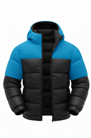 Chaqueta de Invierno para Hombre, Acolchada, con Capucha, Gruesa y Cálida, de Dos Tonos Azul y Negro, Informal, con Cierre, para Exteriores, con Logotipo Personalizado al por Mayor
