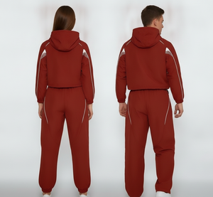 Chándal Rojo Unisex de Manga Larga con Capucha y Cierre de Cremallera, Estilo Deportivo, Transpirable, de Poliéster, para Adultos, Ropa de Otoño - Product Image 2