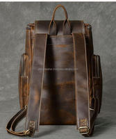 Sac à dos vintage pour ordinateur portable en cuir pleine fleur fait à la main avec logo personnalisé sac de voyage classique à fermeture éclair en métal motif géométrique personnalisable