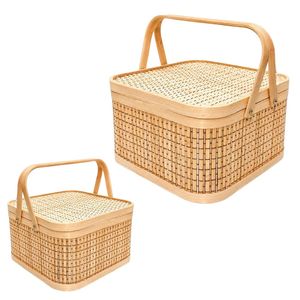 PHU HAO Best Selling Eco-Friendly Bamboo Home Decor Gift <b>Basket</b> Lid <b>Square</b> Shape Multi-Purpose Multifunction Christmas Holiday - Product Image 1
