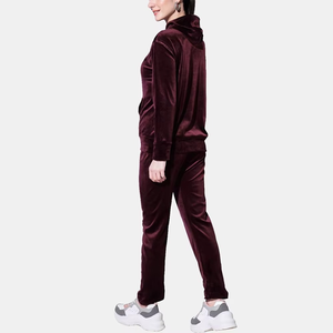 Autumn 2 Piece Velour Set Crop <b>Top</b> Velvet pink Hoodie Two Piece Pants Jogging Set Velour Tracksuit for Women Hoodie Track Suit - Product Image 2