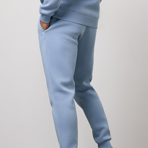 Pantalones Deportivos de Algodón Azul Claro con Lavado Ácido Estilo Vintage para Hombre, Cintura Elástica, Bolsillos Laterales, Tejido Medio, para Otoño - Product Image 2