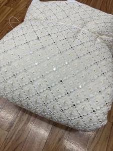 Funda de Almohada de Tela Bordada con Encaje, Diseño de Puntos Blancos, Textil para el Hogar, Decorativa, Peso Medio, Estilo Tejido - Product Image 1