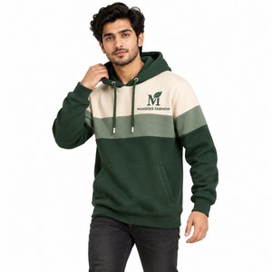 Sweat-shirt à capuche pour homme, color block, en molleton de coton, pull décontracté pour l'été, coupe classique, logo tricoté sur le devant, respirant - Product Image 2