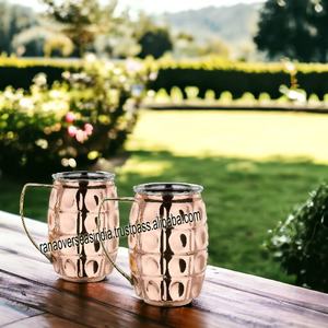 Taza de mula de Moscú de acero inoxidable y cobre hecha a mano al por mayor, diseño minimalista gratuito para servir cerveza, refrescos y Bebidas frías - Product Image 3
