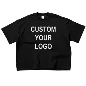 Heavy <b>Weight</b> Oversize T-shirt 100% Cotton Cropped T-shirts Customized Logo Boxy Fit <b>Blank</b> Streetwear Men T Shirt - Product Image 2