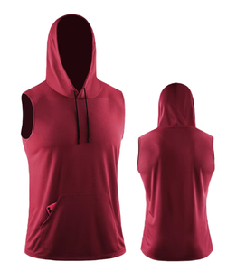 Wholesale Men's <b>Sleeveless</b> <b>Hoodie</b> Quick Dry Gym Workout Hooded Tank Top Custom Logo Fitness Pullover with Pocket Manufacturer - Product Image 4