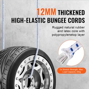 Set di 6 Cinghie Elastiche Resistenti da 72 Pollici con Corde Elastiche da 12 mm e Ganci in Acciaio A3 per Teloni da Campeggio e Trasporto Merci - Product Image 2