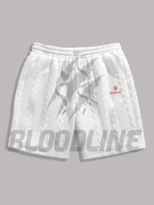 Shorts en coton blanc pour homme Bloodline, taille mi-haute, élastique, respirant, style décontracté - Product Image 1