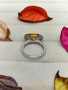 Bague Triple Tourmaline Quartz Miel Élégante, Bijou en Cristal, Cadeau Tendance pour Femmes et Filles, Bague Unique - Product Image 4