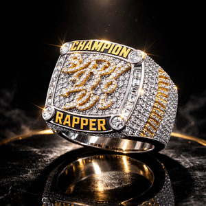 Luxury <b>Mens</b> Championship Rapper 10K Gold 14K Gold Iced Out Hip Hop Statement <b>Ring</b> 925 Sterling <b>Silver</b> Designer Jewelry - Product Image 2