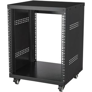 Supporto Rack AV 12U per Data Center, Capacità 300 Libbre, Rack per Studio di Registrazione Stereo, Ruote Bloccabili, Fori Quadrati - Product Image 6