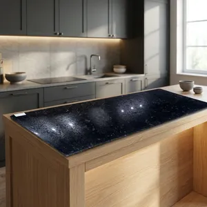 Classic Pearl Black Leather Granite Slab Export Quality Black Granite Surface Durable Building <b>Stone</b> For Kitchen Tops - Product Image 4