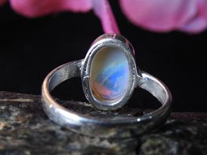 Anillo de Boda Australiano con Ópalo Multicolor Certificado, Plata, Piedra de Nacimiento de Octubre, Ópalo Sólido, Talla 5.5 de EE. UU., Clásico Hecho a Mano con Engaste de Púas - Product Image 6
