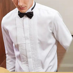 Camisas de hombre con cuello cuadrado plisado, elegantes camisas formales de negocios con botones - Product Image 4