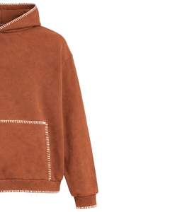Sweat-shirt à capuche marron oversize pour homme, avec poche kangourou, style streetwear, épais, décontracté, pour l'hiver, fabricant OEM - Product Image 4