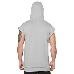 Wholesale <b>Men's</b> <b>Sleeveless</b> <b>Hoodie</b> Gym Wear Hooded Muscle Tank Top Drawstring Athletic Vest Training Sportswear OEM - Product Image 3