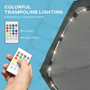 Trampolino Pieghevole per Adulti con Rimbalzo Silenzioso, Luci LED e Maniglia Regolabile (Blu) - Peso Massimo 150kg - Product Image 4