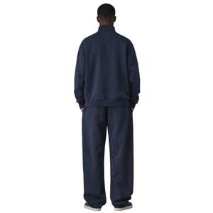 Ensemble veste et pantalon de jogging côtelés marron délavé à col montant zippé pour homme – Style décontracté en coton, streetwear et tenue de sport - Product Image 5