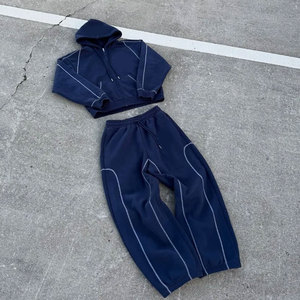 Conjunto Deportivo de Moda Hip Hop Y2K Vintage con Parches Bordados para Hombre, Estilo Punk Harajuku, Casual, para Parejas, de 2 Piezas - Product Image 3