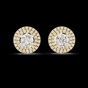 Pendientes de tuerca de moissanita con triple halo, pendientes de racimo de gran impacto, alternativa al diamante de plata de ley 925 - Product Image 4