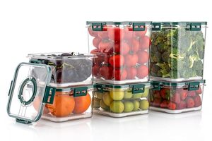 Boîtes de conservation alimentaire hermétiques carrées avec couvercles verrouillables pour fruits et légumes frais, organisateur de rangement pour cuisine et garde-manger - Product Image 5