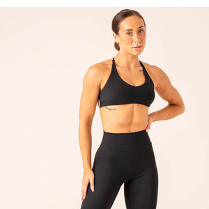 Custom Women Yoga Set Two Piece Sports Bra High Waist Shorts Solid Spandex/Nylon Reversible Eco-Friendly Fitness Activewear - Product Image 2