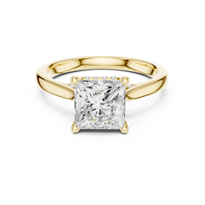 Anillo de Compromiso de Lujo con Moissanita Corte Princesa en Oro Amarillo para Mujer, Elegante Joyería Nupcial, Anillo Solitario Brillante - Product Image 1
