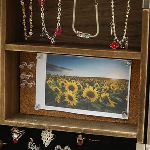 Scatola Portagioie in Legno di Alta Qualità con Decorazione a Porta Scorrevole, Contenitore da Parete per Collane, Orecchini, Bracciali, Anelli e Altri Gioielli - Product Image 6