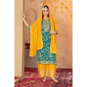 Ensemble de vêtements de fête pour femmes de créateur avec élégant Dupatta et Pent pour les occasions - Product Image 6