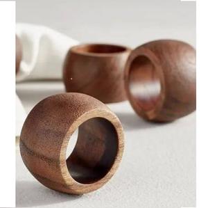 Anneau de serviette décoratif en bois de manguier classique fait main, de forme ronde, pour table de restaurant et cuisine - Product Image 6