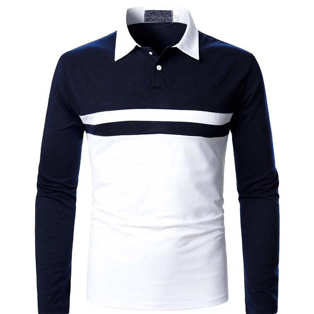 Men Golf Polo Shirt Sport Printing Wholesale Full Sleeve 20% Polyester 80% Cotton Polo Shirt